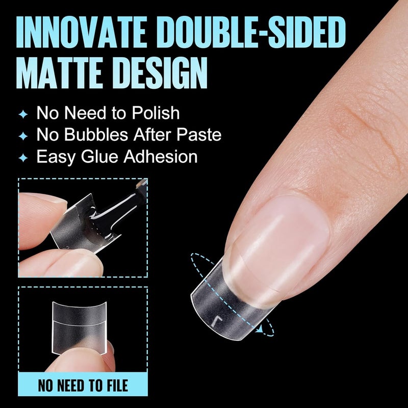 TOMICCA Short Square Nail Tips, Acrylic Half Cover Nail Tips, 10 Sizes Full Matte Gel No C Curve, Nail Extension Tips for Beginner and Professional 240Pcs - Image 4